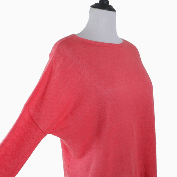 Eileen Fisher Size M Organic Linen Bateau Neck Boxy Pullover Coral - Picture 6 of 9